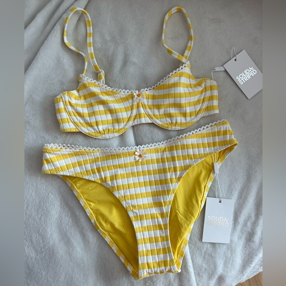 SOLID & STRIPED Other - Solid & Striped yellow and white gingham bikini set